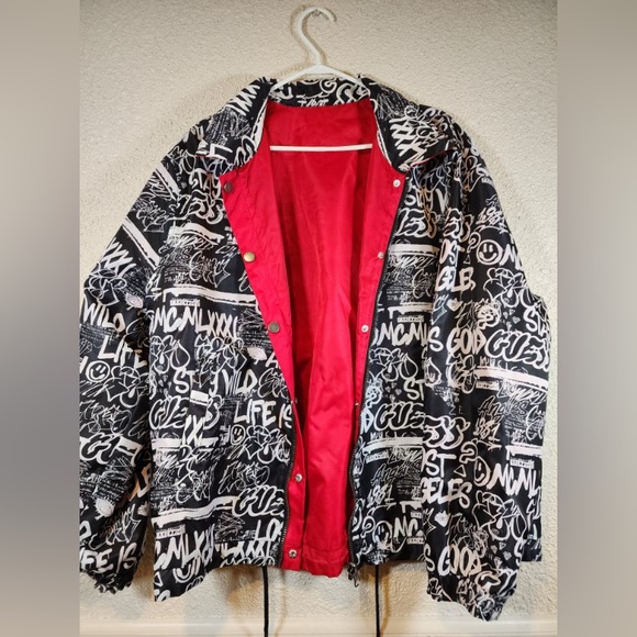 RARE Guess Red/Graphic Reversible Full Zip Jacket - Picture 2 of 6